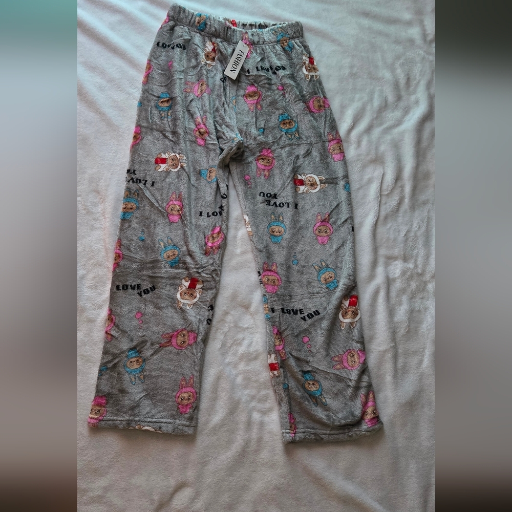Women's Gray Pajama Pants with Fun Characters